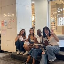 Best friends at a night market