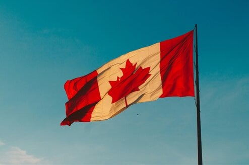 A waving Canadian flag